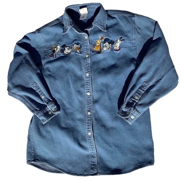 Vintage Disney Denim Embroidered Button Up - Picture 1 of 5